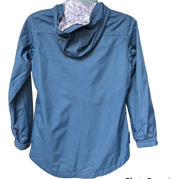 EUC Mountain Warehouse Navy Windbreaker, Hood Lavender Bunny Print Lining Zip Up - Picture 6 of 10